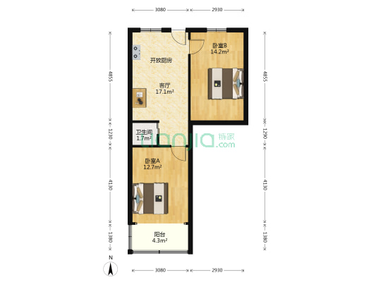 二圣庙前 2室1厅1卫 58平方