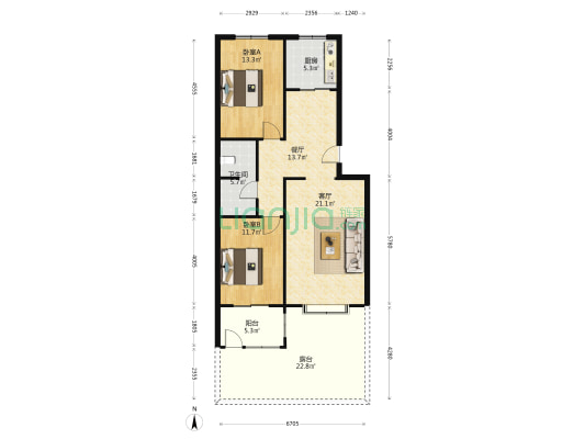 一层带小院，带地下室，带地下车位，简单装修。-户型图