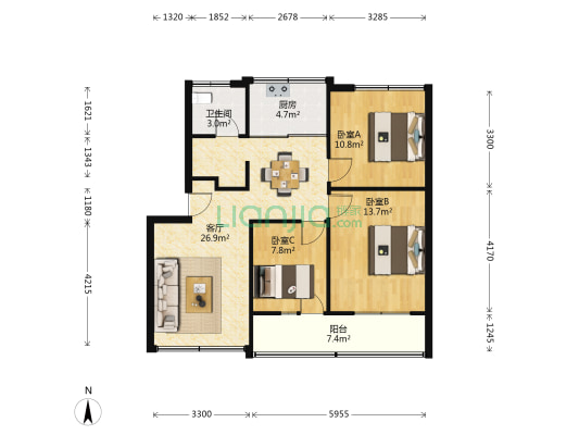 城南小学宿舍 3室1厅1卫 87平方