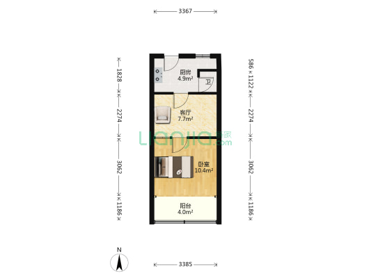 崔家巷 1室1厅1卫 33平方