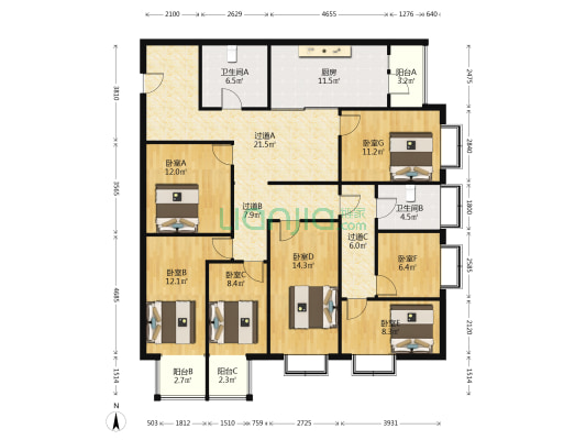 东六道街 7室0厅2卫 200平方
