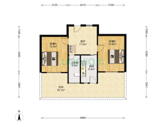 辕门新村西区 2室1厅1卫 57平方