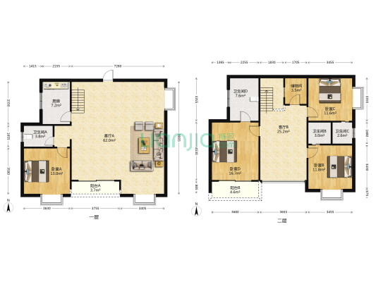 汇锦铭城 4室2厅4卫 227平方