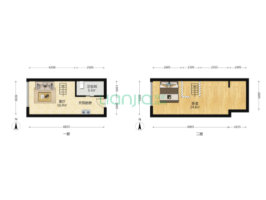钻石学府 1室1厅1卫 32平方
