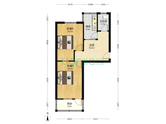 电新社区 2室0厅1卫 58平方