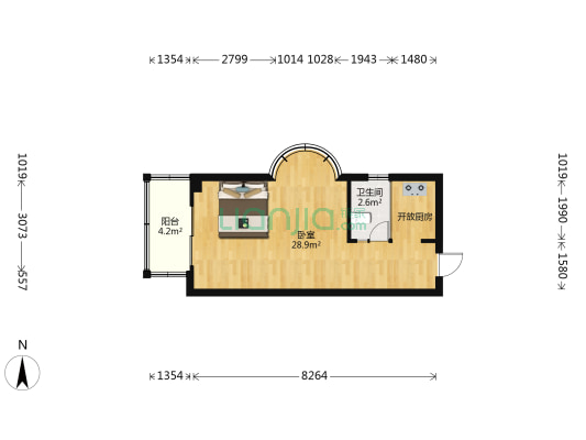 都市丽景 1室0厅1卫 59平方