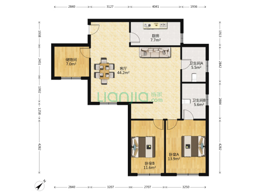 银丰园二区 2室1厅2卫 118平方