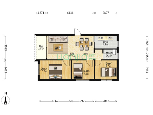 智宁六巷 3室1厅1卫 72平方