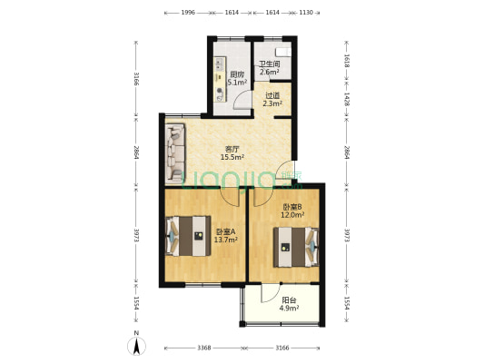 中庄 2室1厅1卫 70平方