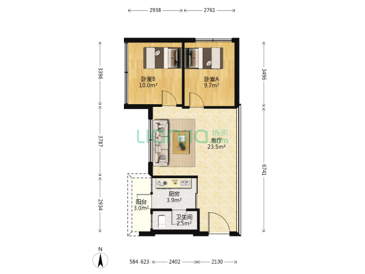 学宫街68-70号 2室1厅1卫 63平方