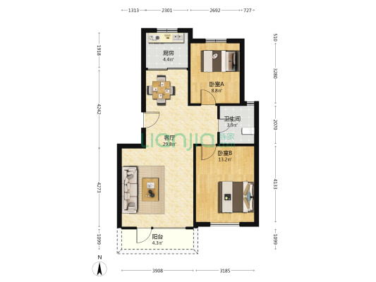 水仙公馆一期 2室1厅1卫 82平方