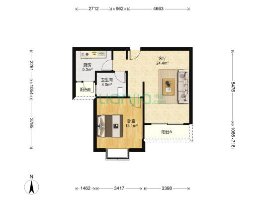 虹梅景苑二街坊 1室1厅1卫 68平方