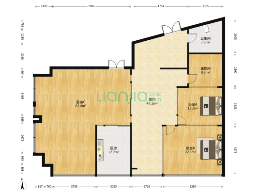 环球大厦 3室1厅1卫 245平方