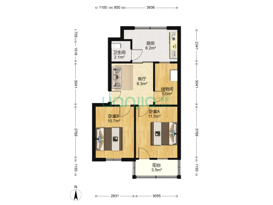 星火小区 2室1厅1卫 63平方