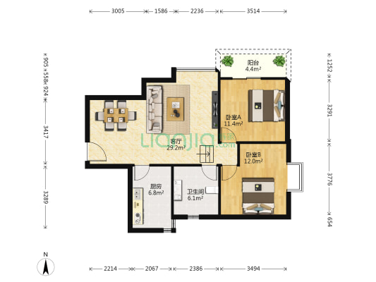 石油佳苑 2室1厅1卫 85平方
