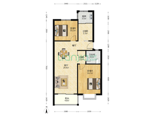 建盛丽庭 2室1厅1卫 89平方