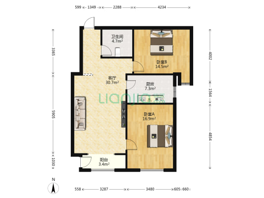 融鼎御品 2室1厅1卫 104平方