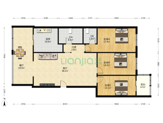地税佳园 3室2厅2卫 153平方