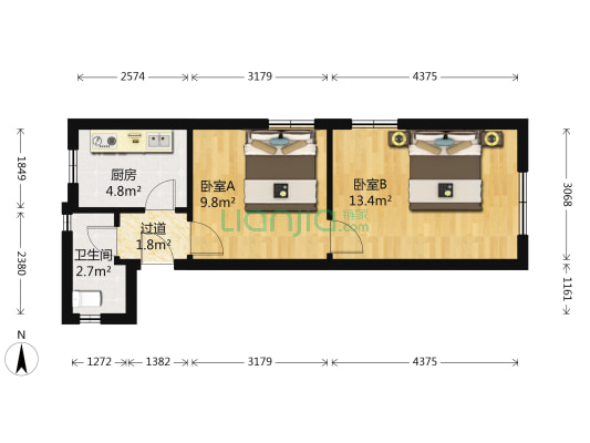 丹东路 2室0厅1卫 47平方