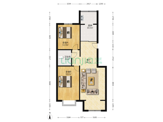 幸福嘉园 南北通透户型  业主诚意出售-户型图
