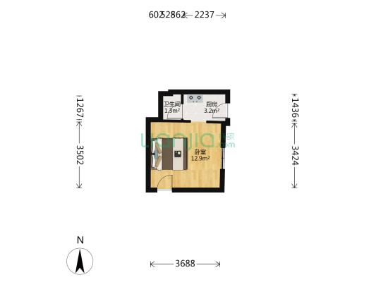 福忠里 1室0厅1卫 19平方