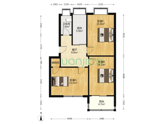 东小杨庄 3室1厅1卫 84平方