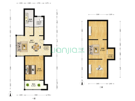 景河苑 1室1厅1卫 58平方