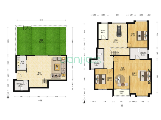 龙湖双珑原著6号地 4室1厅3卫 161平方