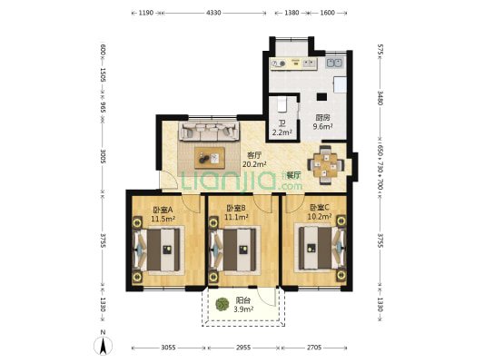 友爱北路55号动物卫生监督所 3室1厅1卫 79平方