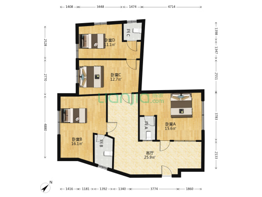 南城路三巷 4室1厅3卫 129平方