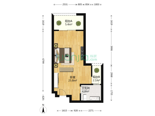 保利半山国际檀香湾畔 1室0厅1卫 47平方