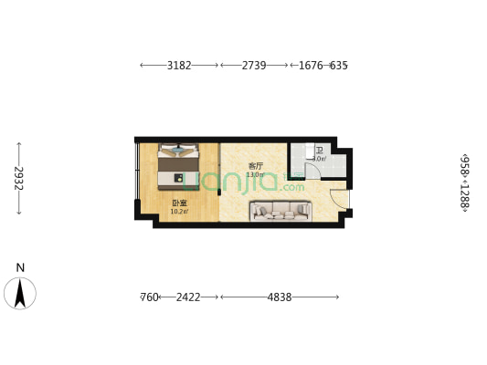 联运首座 1室1厅1卫 39平方