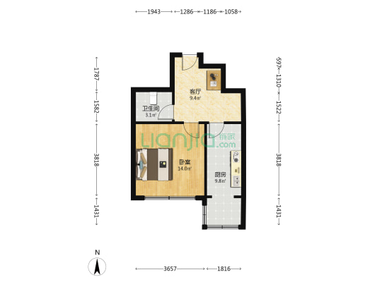 林业厅宿舍高层 1室1厅1卫 50平方
