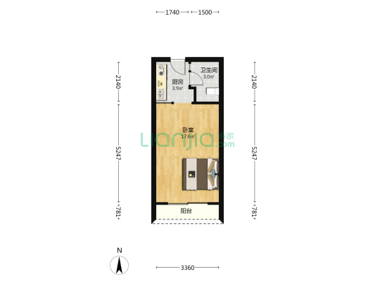 凯阳新寓 1室0厅1卫 41平方