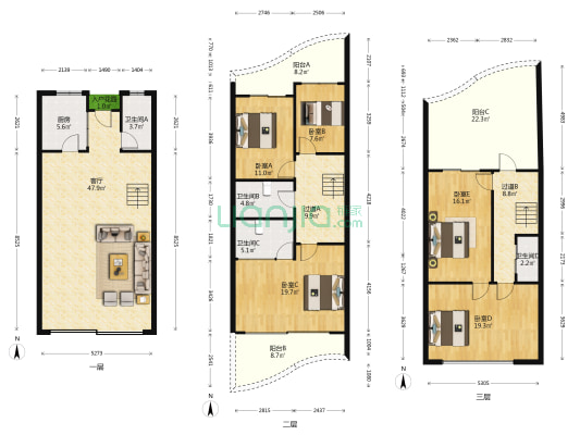 越秀滨海花园(南沙) 5室1厅4卫 142平方
