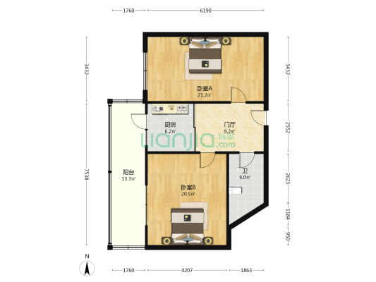 文成花园 2室0厅1卫 89平方