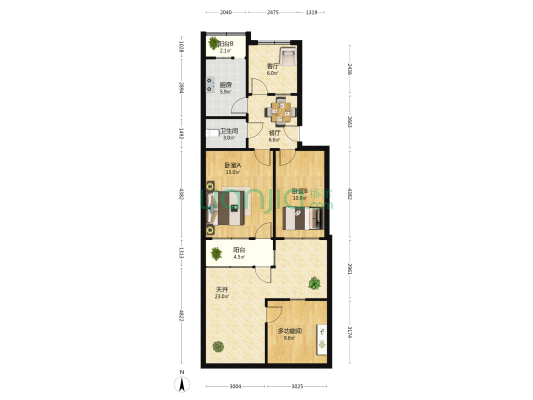 高平路34号 3室2厅1卫 65平方