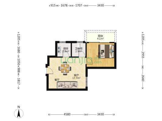 樱雪和园 1室1厅1卫 47平方