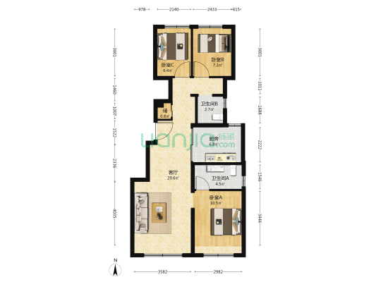 越秀·天玥 3室1厅2卫 103平方