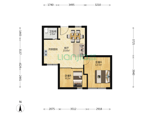 珠江大厦 2室1厅1卫 65平方