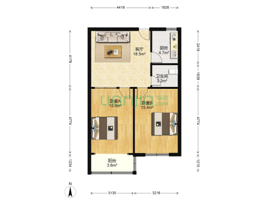 聊城路小区 2室1厅1卫 75平方