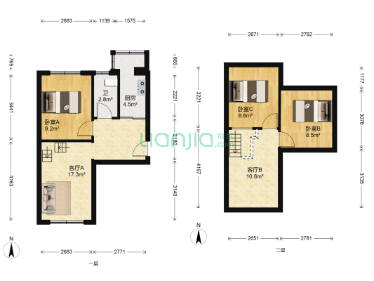 蓝色港湾 3室2厅1卫 52平方