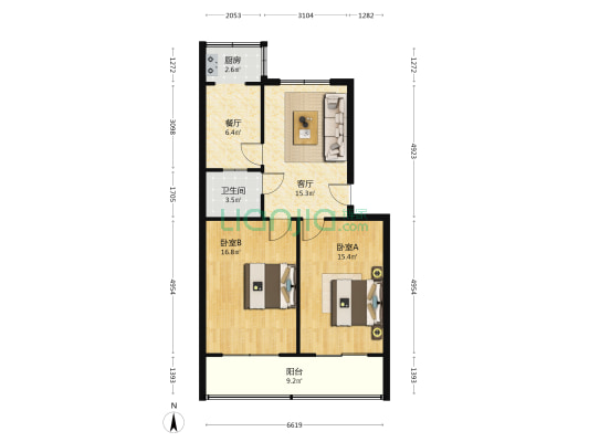 光明东道49号 2室2厅1卫 79平方