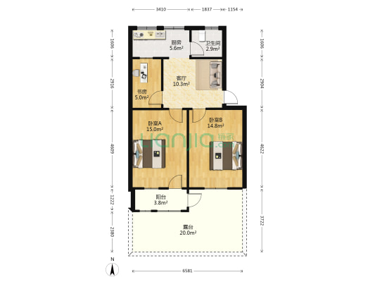 花山湾新村十区 3室1厅1卫 67平方