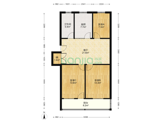 济南新村统建楼 3室1厅1卫 93平方
