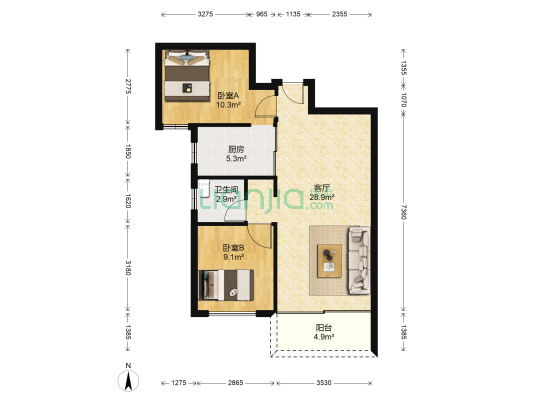 御玺山大峡谷二期 2室1厅1卫 78平方