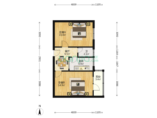 报社家属楼（南滨河中路） 2室1厅1卫 58平方