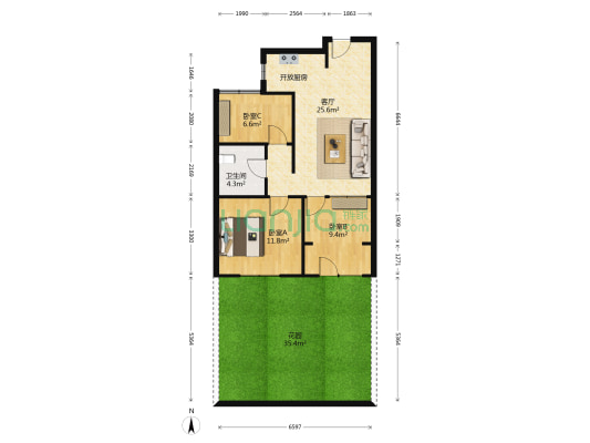 逸城山色 3室1厅1卫 82平方