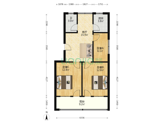 下碧湘街小区宿舍 3室1厅1卫 74平方