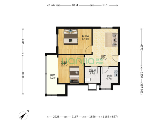 湖北省社科联宿舍 2室1厅1卫 64平方